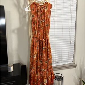 Ulla Johnson Floral Orange Sleeveless Dress